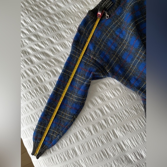 LEO CHEVALIER Vintage Wool Plaid Crew Neck Pullover Grandpa Sweater Unisex - Picture 13 of 15